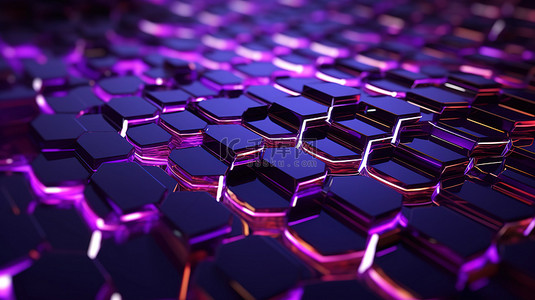 平面设计公司背景图片_紫色背景上六角形的当代 3D 渲染，非常适合人工智能科技公司