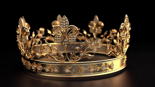 适合公主的雄伟皇冠的迷人 3D 渲染