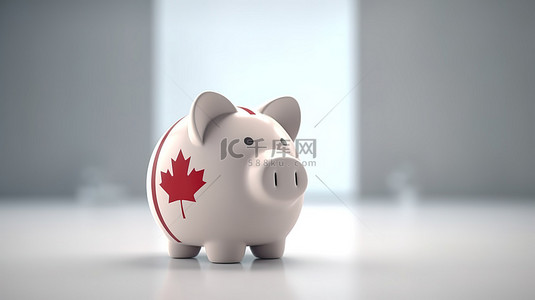 存钱罐繁荣加拿大经济增长的 3D 渲染