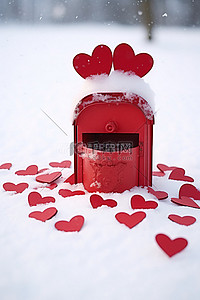 天气背景图片_爱的心形状像雪顶邮箱里的心