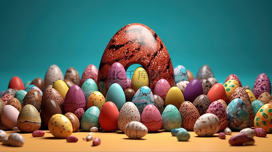 3d 渲染的复活节彩蛋安排作为背景