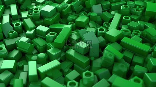 游戏展背景图片_以绿色积木为背景的 3D 渲染