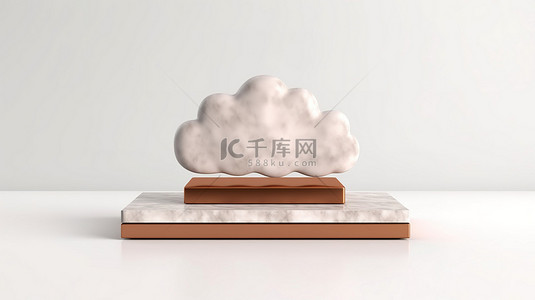 大理石讲台展示青铜云图标，非常适合网站社交媒体设计模板
