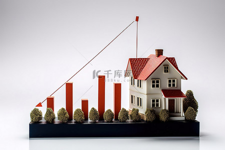 房地产背景图片_从蓝色图表查看的房屋模型