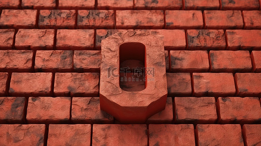 用 3d 渲染中的红色建筑砖建造的数字 8