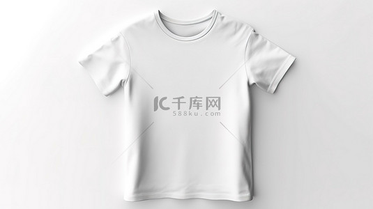 T恤背景图片_3d 创建的白色背景上的短袖男式 T 恤样机