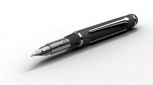 钢笔背景图片_白色背景上书写钢笔的 3d 渲染