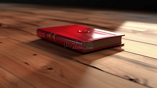 红书关闭在光滑的木桌上 3d 渲染