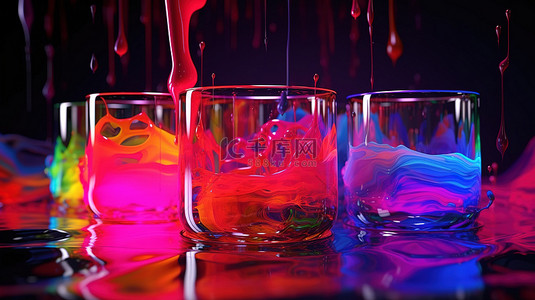抽象液体色彩背景图片_抽象液体玻璃中的色差 3D 渲染背景