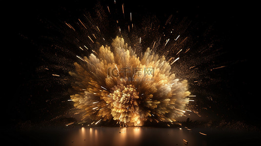 金光闪闪背景背景图片_在 3d 渲染中用金色闪闪发光的粒子进行奢华的庆祝