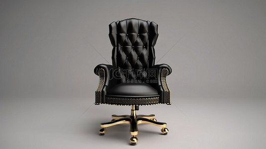 皇冠背景图片_白色背景 3D 渲染金色皇冠顶部黑色皮革老板办公椅