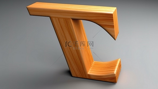 海报字体背景图片_木质角度字体“t”的 3d 渲染