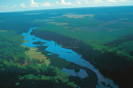 河流和森林的鸟瞰图