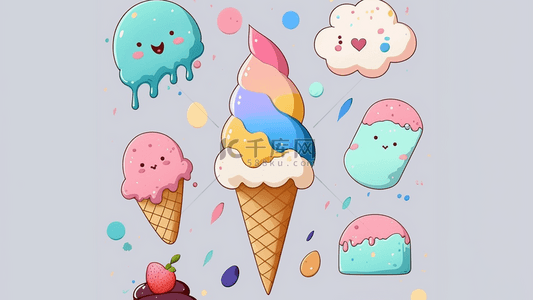 卡通背景冰淇淋背景图片_夏季冰淇淋雪糕旋螺奶油卡通背景