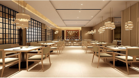 装饰典雅的精致餐厅的惊人 3D 渲染