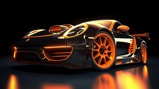 跑背景图片_升级跑车轿跑车的 3D 渲染，带有赛车调整定制零件和加长车轮