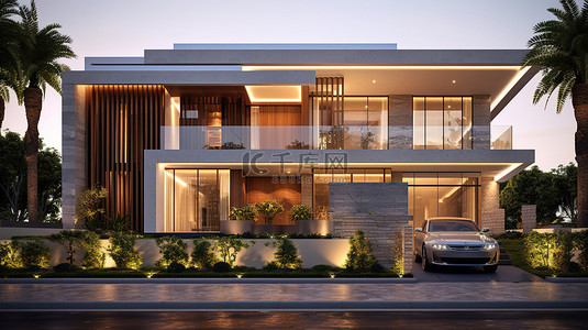 迪拜背景图片_迪拜的现代住宅豪华建筑杰作的 3D 可视化