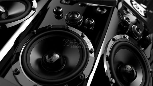千万俱乐部背景图片_音乐系统 3d 渲染黑柱的特写镜头