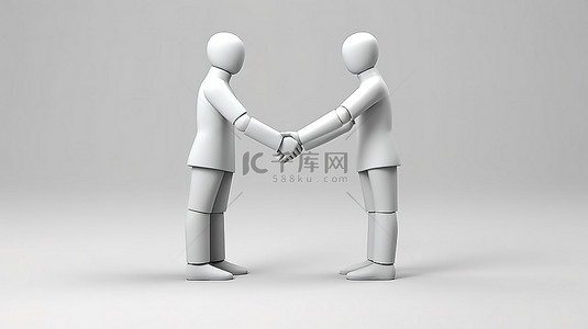 成功的商业伙伴通过握手 3d 插图达成协议
