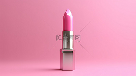 精美制作的粉色口红 3D 渲染，用于别致化妆品