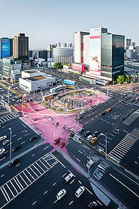 首尔交通广场的航拍