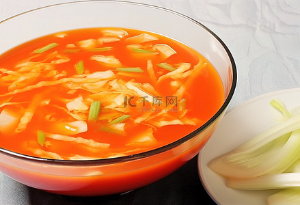 汤背景图片_乌冬面胡萝卜汤 2 中式汤