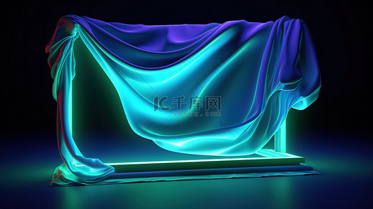 蓝光背景图片_适用于黑暗环境的发光霓虹灯框架，带 3D 插图