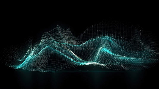 未来技术背景粒子波和网站和广告点的 3D 插图