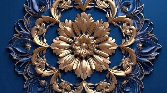 精致的花卉装饰，具有东方风味，令人惊叹的 3D 渲染