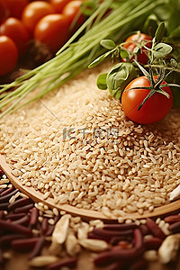 农作物蔬菜背景图片_一粒糙米坐在蔬菜中间