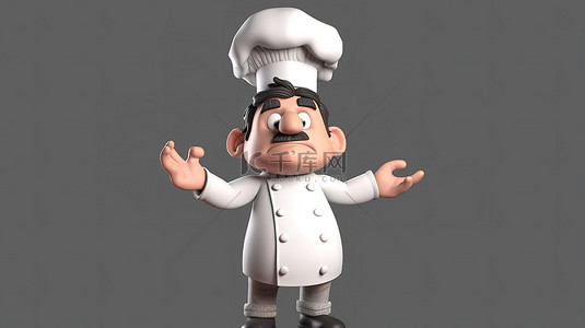 卡通厨师 3d 插图