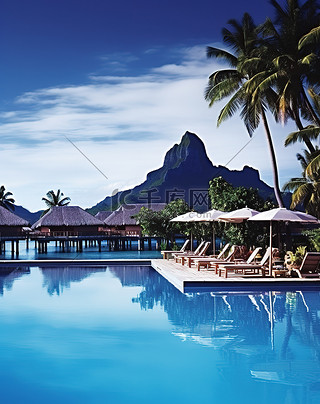 酒店背景图片_谢波拉波拉码头酒店度假村泳池