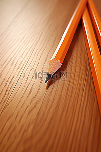 硬木地板上的两支铅笔