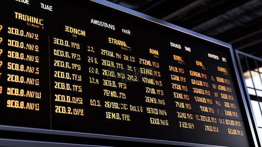 在机场公告中显示黑色星期五标志的翻转机械时间表的极端特写 3D 渲染