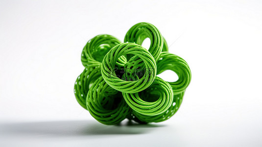绿色生产背景图片_3D 打印机在白色背景上创建抽象绿色物体