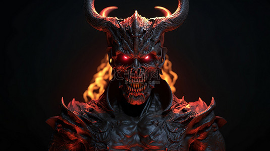恶魔角背景图片_来自地狱深处的凶兽 3d 渲染