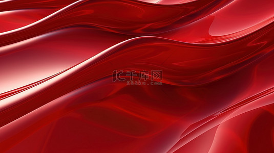 网页设计整套背景图片_引人注目的红色玻璃波背景的 3D 渲染，非常适合演示和网页设计