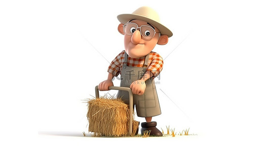 可爱的小男孩背景图片_产量大幽默的农民 3D 插画