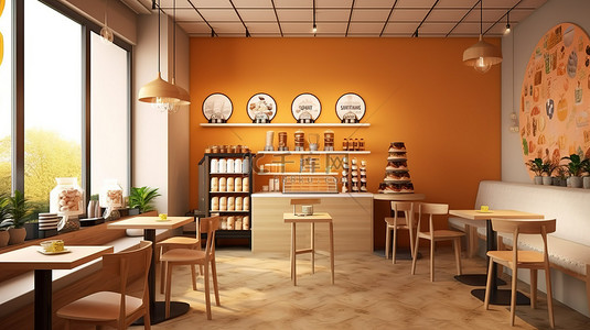 家具背景图片_咖啡馆的 3D 可视化