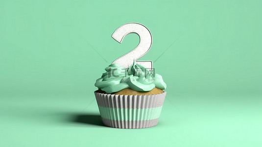 岁生日背景图片_庆祝 25 岁生日的薄荷绿纸杯蛋糕的 3D 渲染