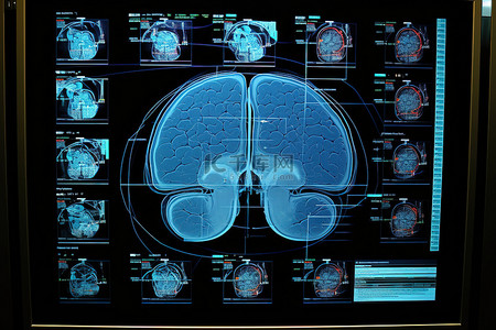 电脑上有一堆脑部扫描图像