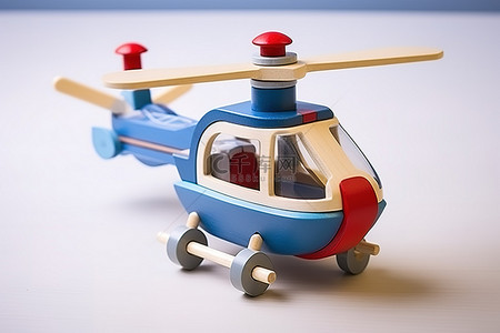 蓝色和红色的玩具直升机