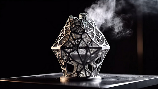 工业背景图片_通过 3D 打印机将金属粉末增材制造成三维物体