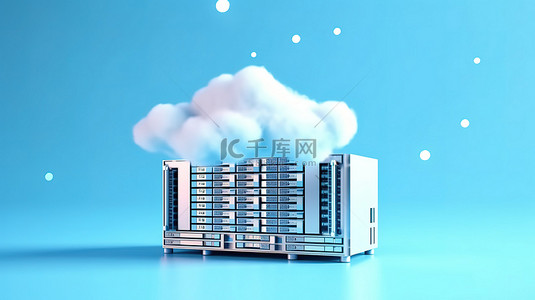 服务背景图片_蓝天中与云存储技术集成的 3D 渲染服务器