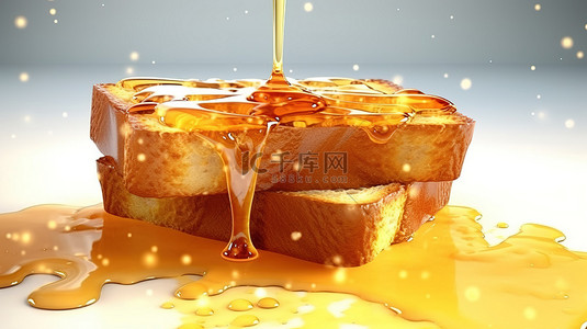 酸梅汤原料图背景图片_3d 渲染的蜂蜜淋炸吐司