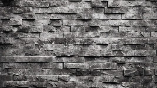 3D 渲染灰色砖墙背景的纹理