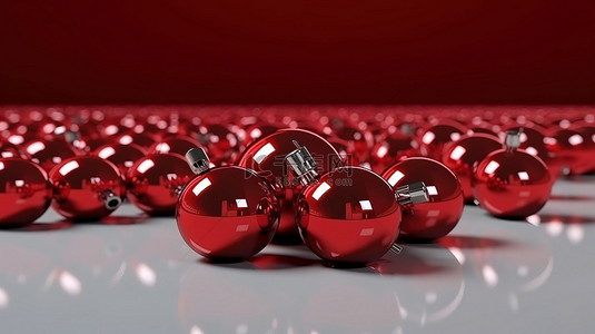 红背景图片_喜庆红色圣诞装饰球的 3d 渲染