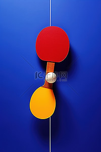 球赛背景图片_乒乓球拍和蓝色的黄色球