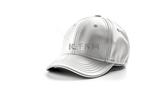 简约足球背景背景图片_简约白色背景上带有时尚白色棒球帽的白色皮革足球的 3D 渲染