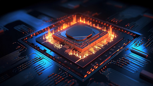 未来电路板背景图片_黑暗背景创新 CPU 上的未来电路板全息图和 3D 渲染中的元宇宙概念